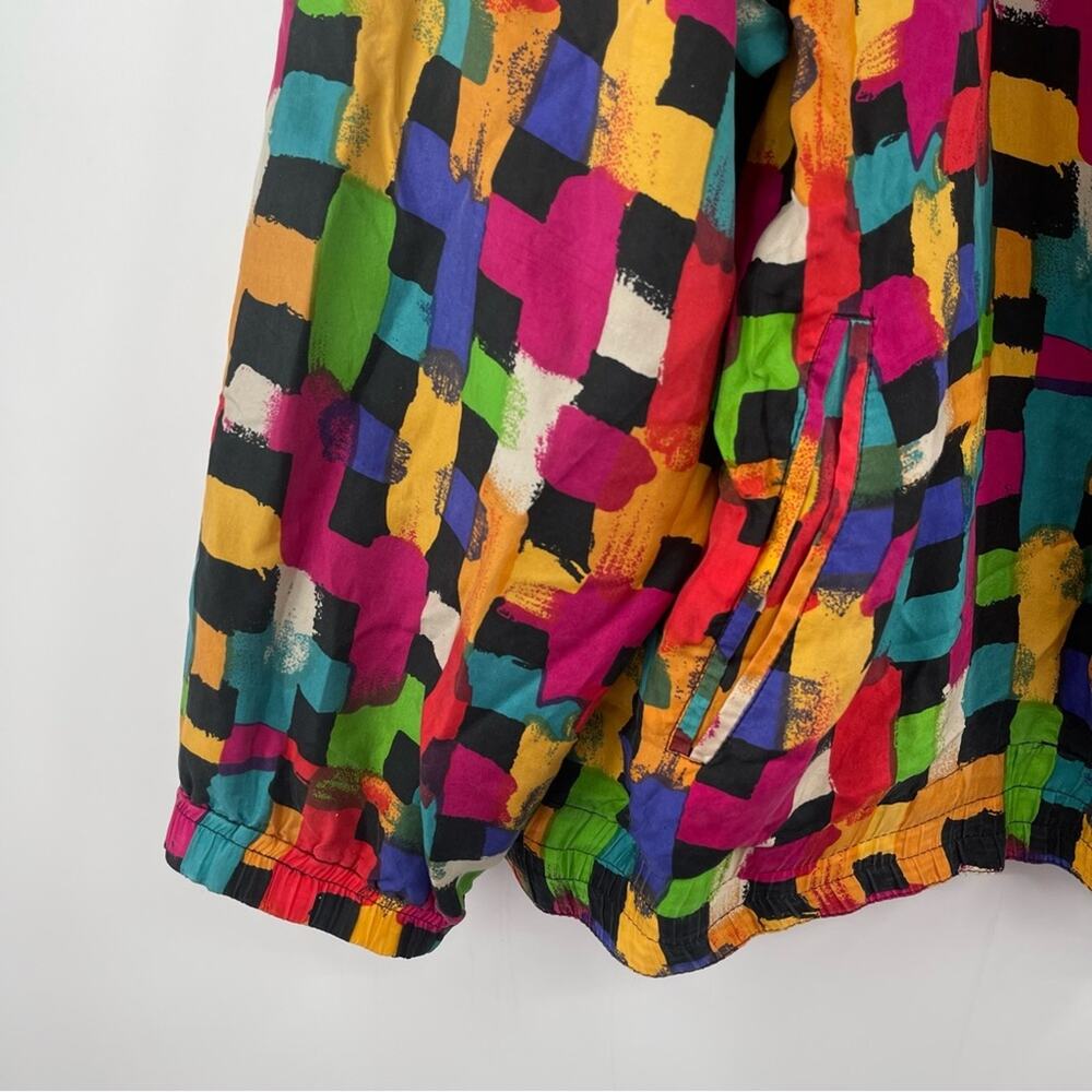 VINTAGE EVR Rousso Apparel 100% Silk Bomber Windbreaker Jacket 90s Y2K Large - Picture 9 of 13